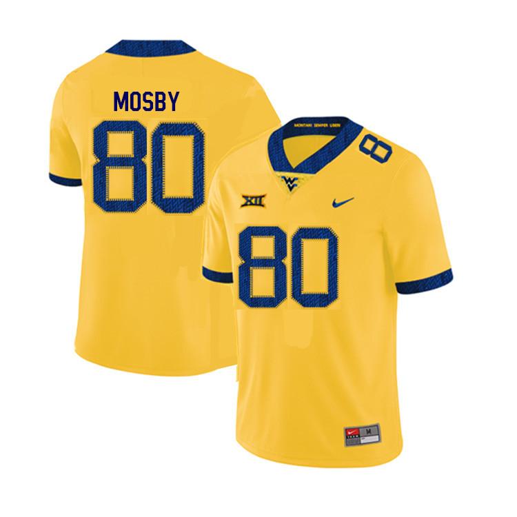 NCAA Men's Quamaezius Mosby West Virginia Mountaineers Yellow #80 Nike Stitched Football College Authentic Jersey UL23I10LF